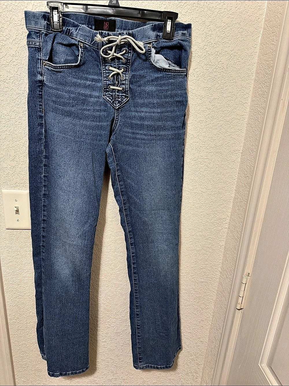 No Boundaries Lace-Up Waist Bootcut Jeans Blue Large